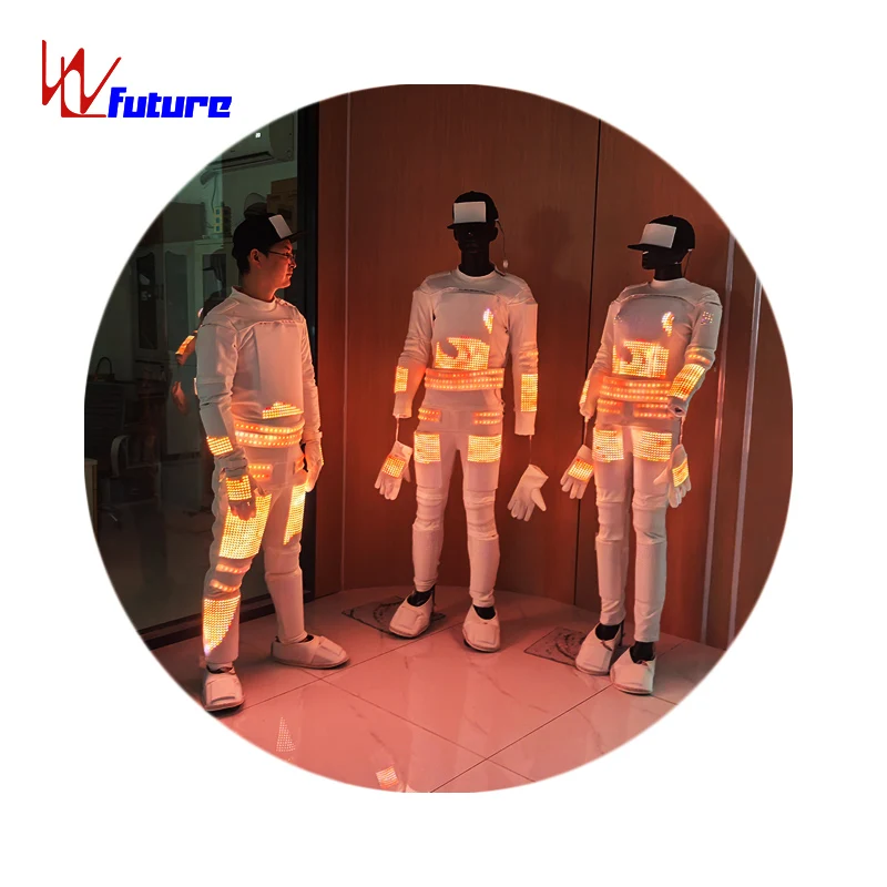 Unisex Elegant Futuristic LED Advertising Display Ballroom Performance  Dress Set Wireless Control Luminous Stage Dance Costumes