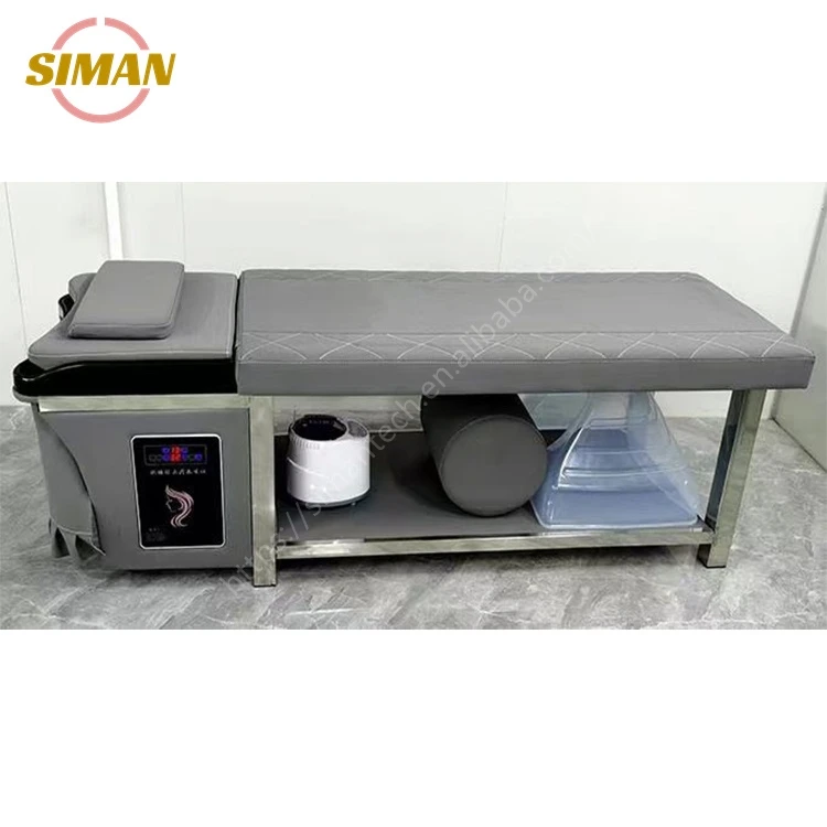 Siman Black Basin Shampoo Bed with Constant Warm Water Circulation and Steamer Factory Direct Light Therapy Spa Salon Furniture