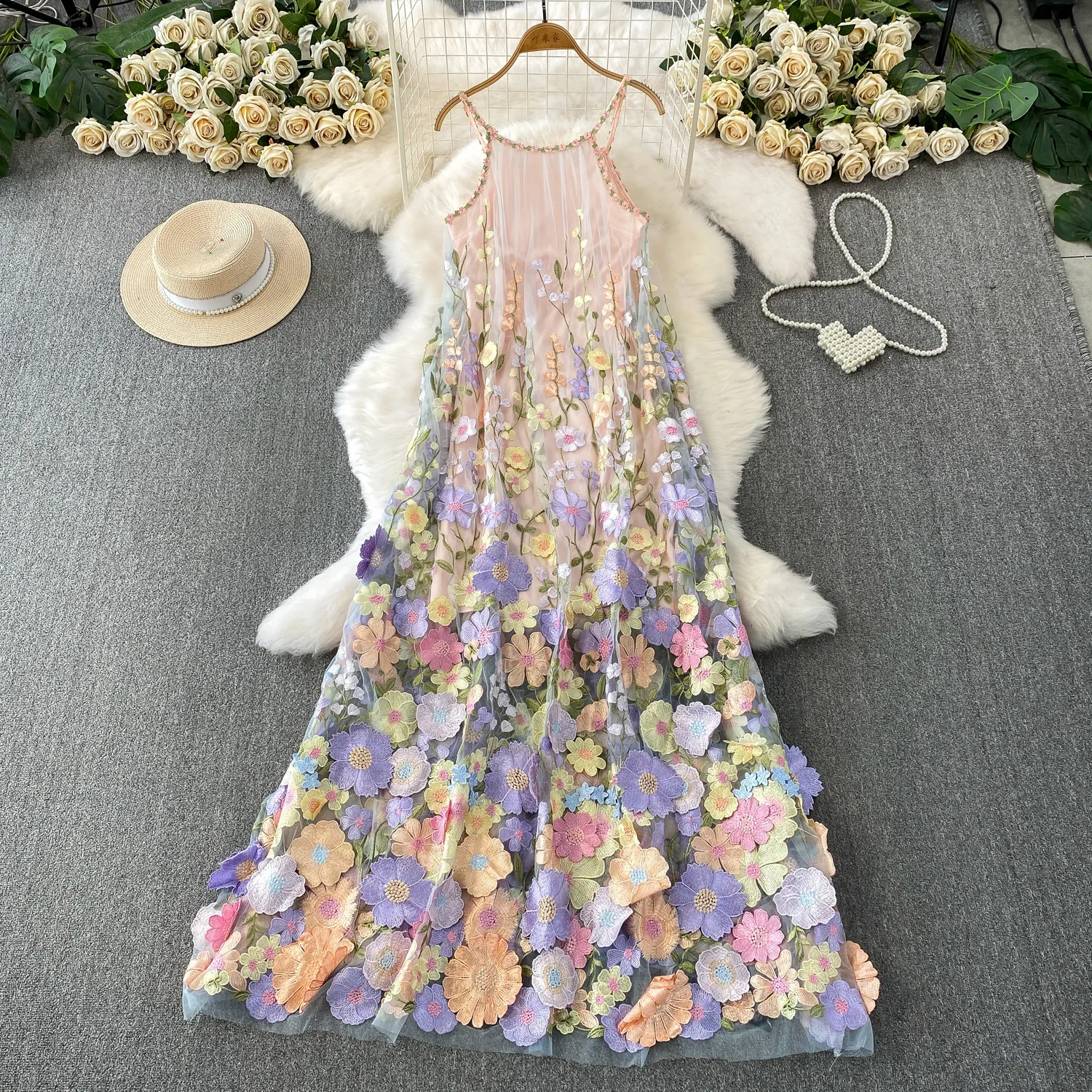 spaghetti strap dress in winter Good Job: [Winter Waltz] French Pink Spaghetti Strap Dress, Square Nec   Lee Nhi Boutique
