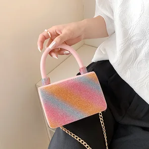 Ladies Party Crystal Sling Pu Handbag Small Clutch Rhinestone Evening Bags Ladies