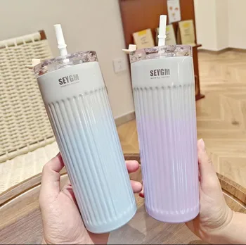 Gradient Striped 304 Stainless Steel Insulated Cup Modern Classic New Fashionable Portable Car Coffee Drinkware for Men Women