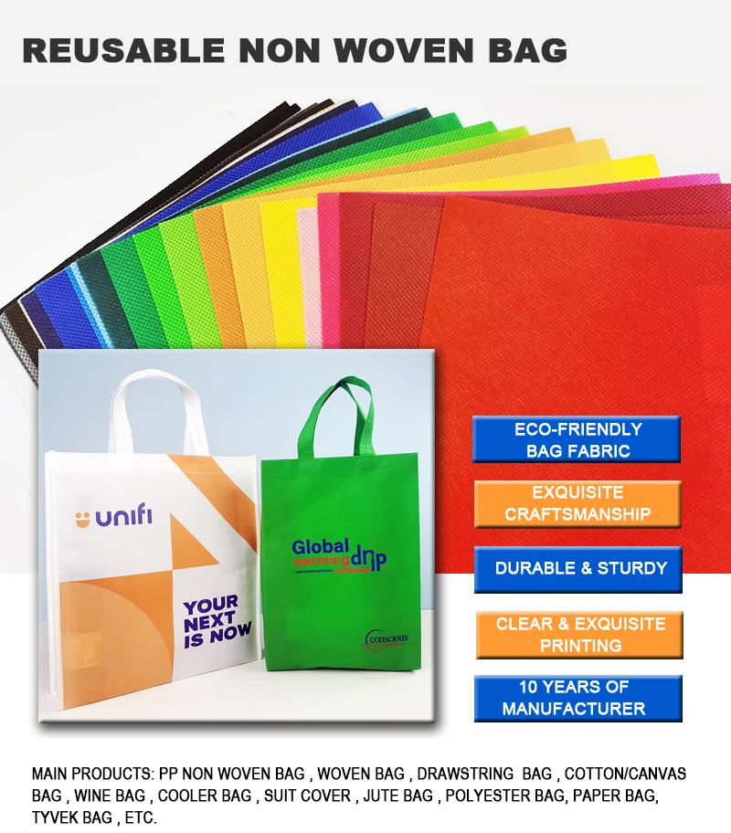 Customized Reusable Fabric Nonwoven Grocery Shopping Bags Gold Gift Bags Non Woven Shopping Tote