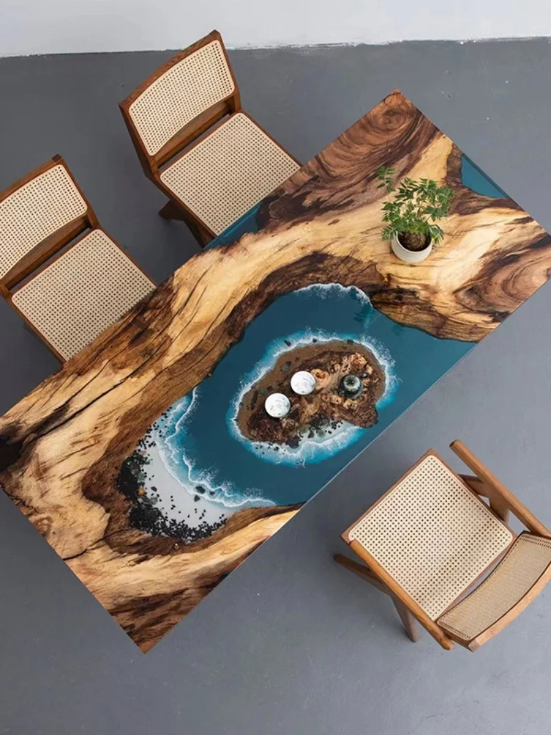Creative Design River Table Solid Wood Walnut Slab Epoxy Resin Table Top Epoxy River Resin Dining Table