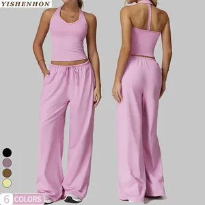 YISHENHON Hot Selling Casual Drawstring Running Pants Yoga Sets for Womens Sportswear Fitness Quick Dry Gym Activewear
