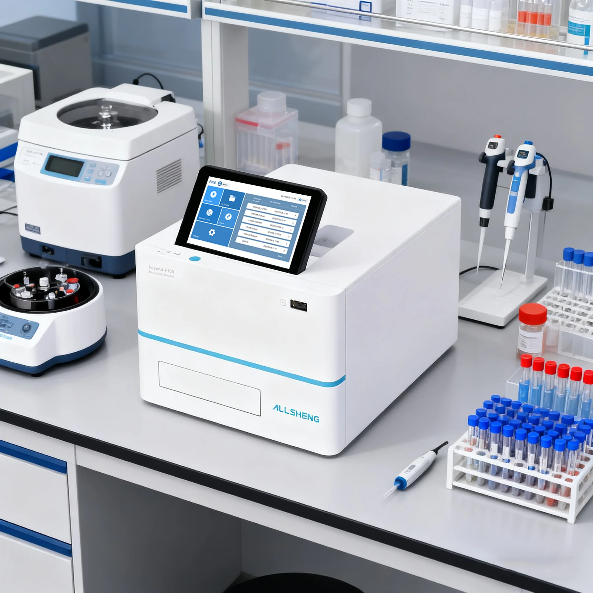 ALLSHENG Laboratorio Elisa Reader and Washer Full Wavelength Elisa Fully Automatic Analyzer Micro Plate Fluorescence Reader