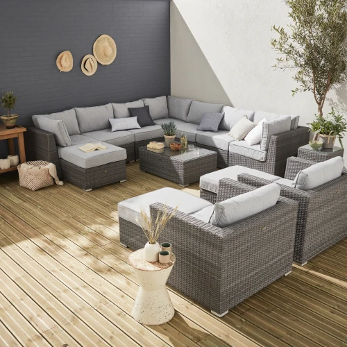 rattan table and sofa set