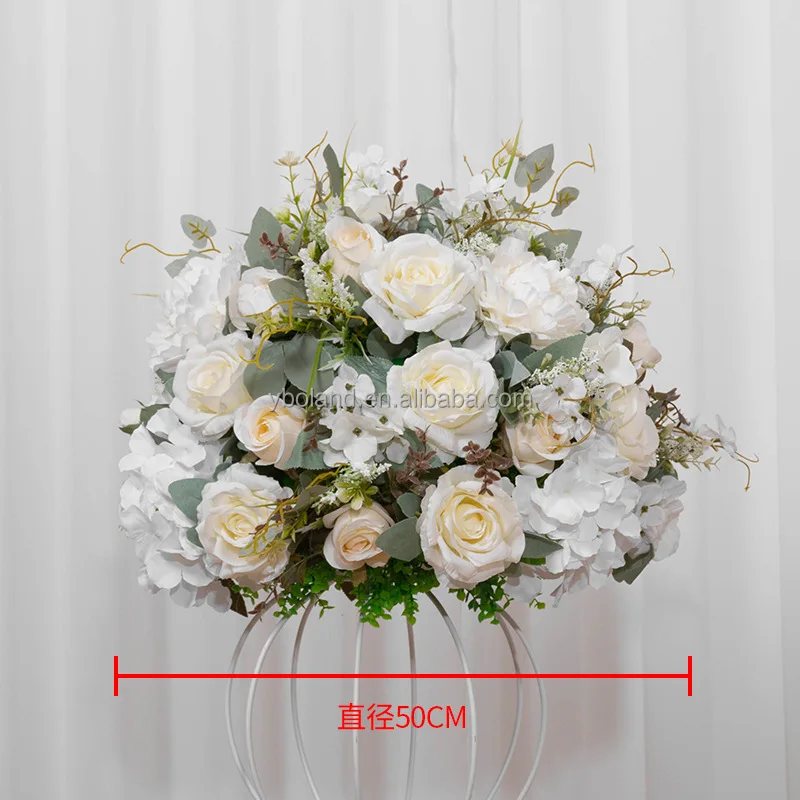S0323 Wedding Decoration Supplies Floral Artificial Silk White Pink Flower Arrangement Table