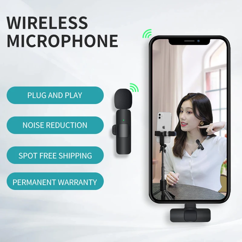 K9 Wireless Lapel Microphone Professional Podcast Lavalier Mic Dual