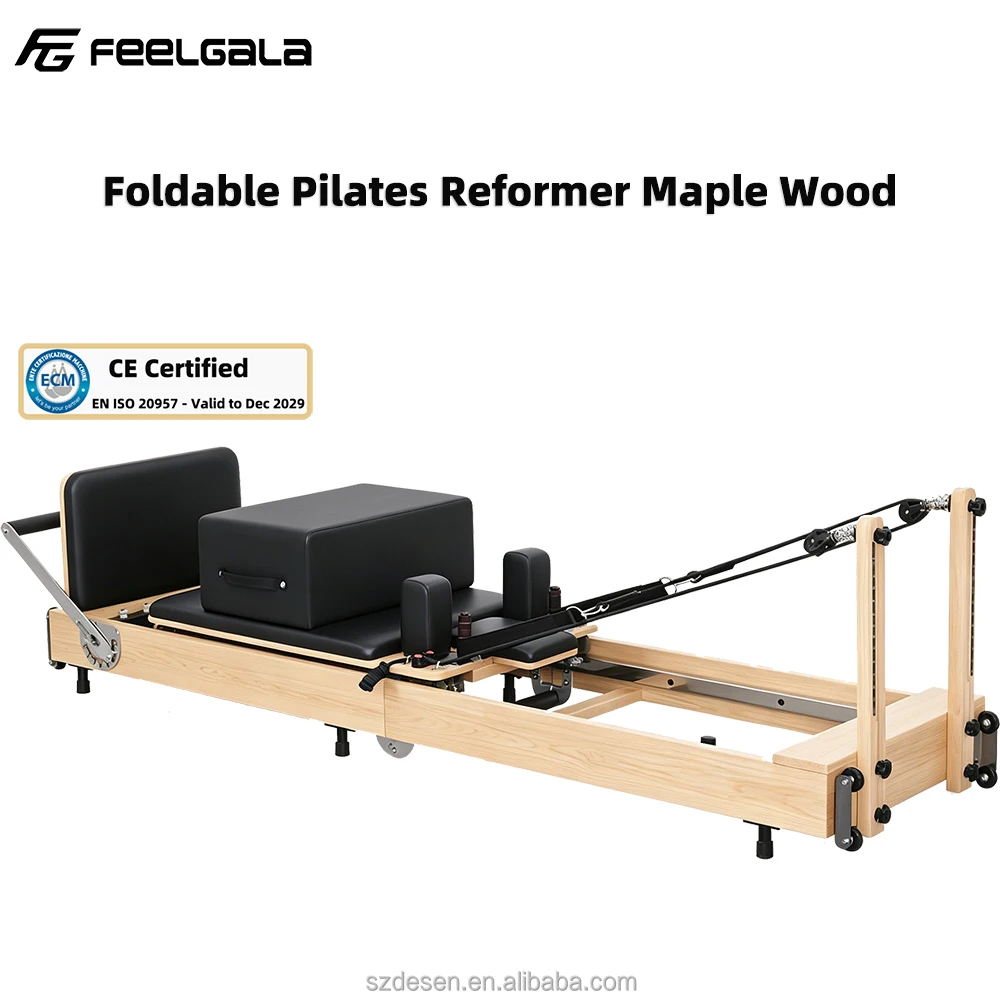 Durable Foldable Pilates Reformer Maple Frame Portable Core Bed Body Commercial product detail 1