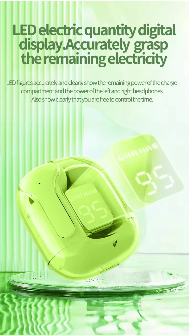 Air31 Mini Sport Stereo TWS Headphones Portable Crystal BT Earphone with LED Display In-Ear Hearing BT Earphone