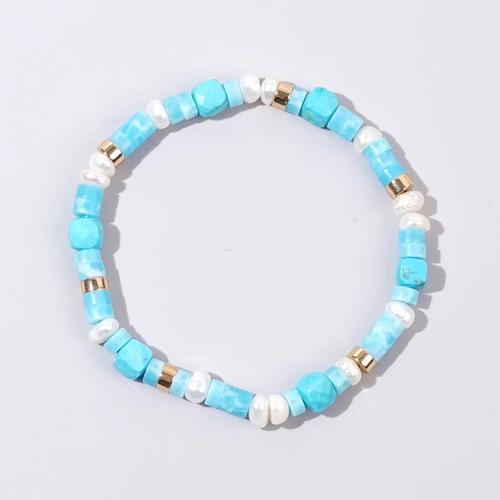 Go2boho Natural Amazonite Stretch Chain Gorgeous Freshwater Pearls Beaded Women Design Gemstone Fashion Jewelry for Summer Party