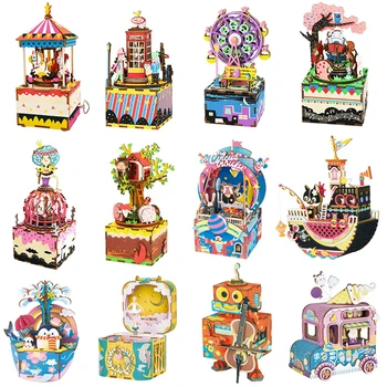 2020 DIY Assembly Craft Wooden Music Boxes 3D Puzzle Christmas Gift for Girls