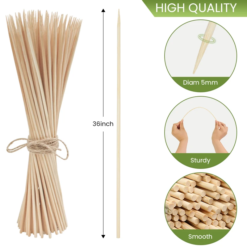 Eco Friendly Biodegradable Round Kebab Bbq Bamboo Sticks Bamboo Skewer