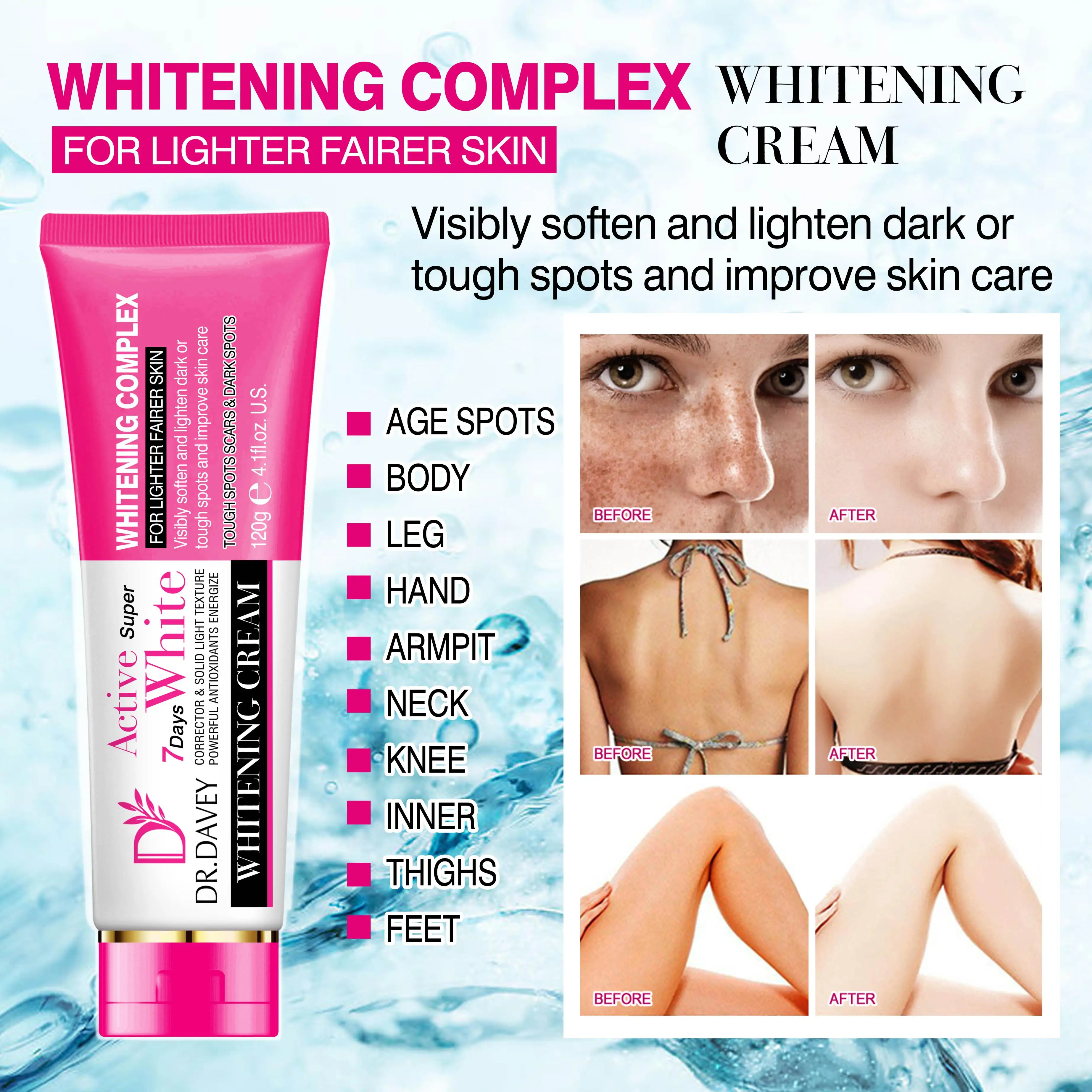 DR.DAVEY Active Super Whitening Cream Skin Lightening Cream for Dark Skin Brightening & Moisturizes for Body Face