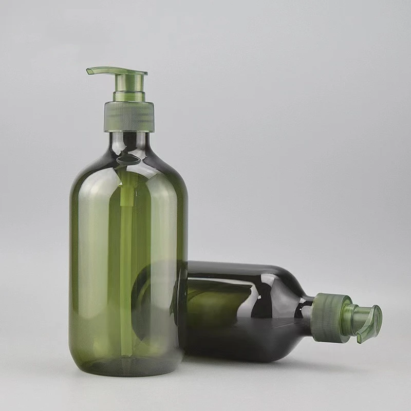 Wholesale 250ml 360ml Empty Hand Wash Bottle Green Pet Plastic Shampoo Lotion Pump Bottle Conditioner Plastic Bottle