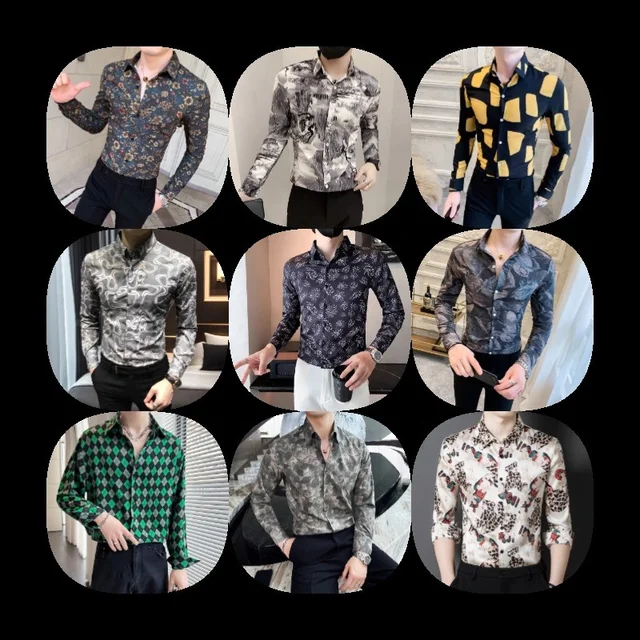 Men's designer clothing Hawaii Fashion elegant classic fashion top new long sleeve printed shirt for men