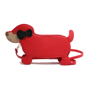 Custom Cute Puppy Shaped 3D Bow Decoration Face Printed Cross Body Bag