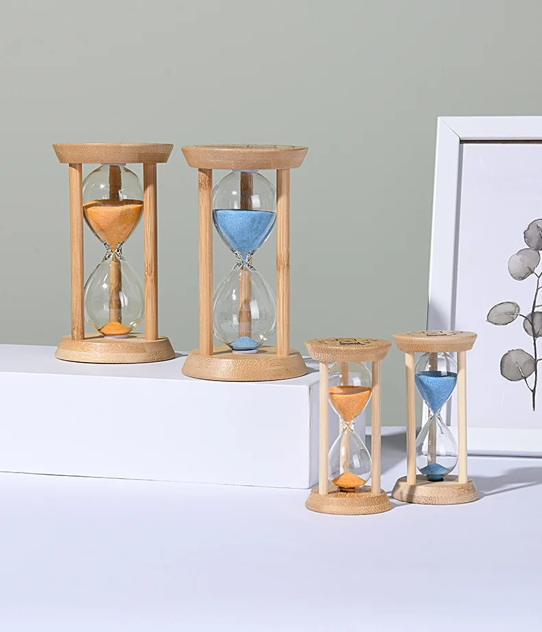 Modern Versatile 3-Minute Wooden Hourglass Handmade Glass for Precise Timing for Home Office Desk Decor Birthday Gifts