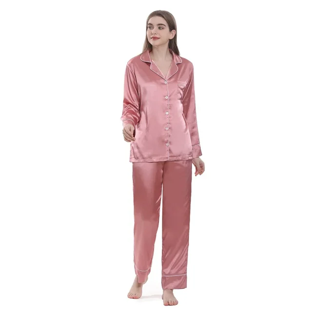 Luxury Low Moq Custom Long Sleeve Stripe Outfit Cozy Silk Satin Sleep Wear Pijamas Pajama Pjs Pyjamas Set For Women Couple Men