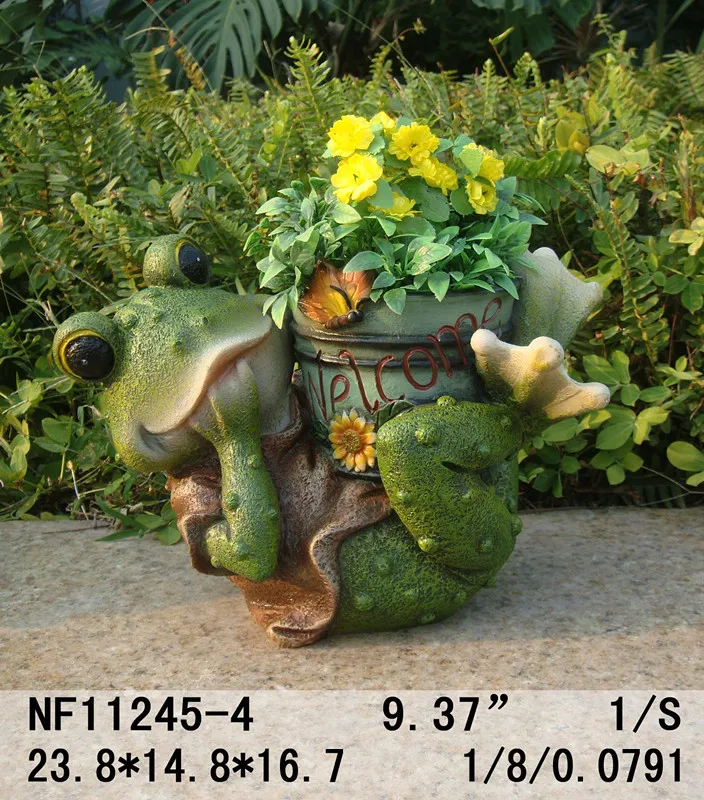 home garden decor animal frog shaped statue flower pot office desktop