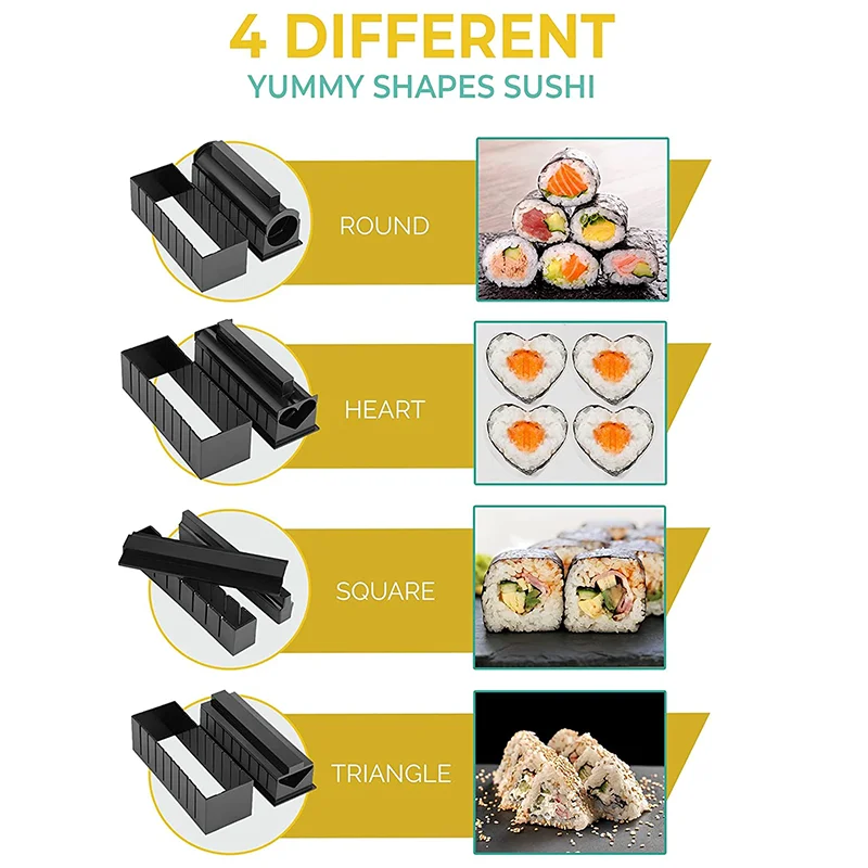 Sushi Making Kit 11 Pieces With 8 Different Sushi Maker Mold Diy Su