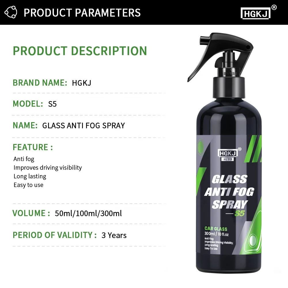 Prevent Fogging Long Lasting for Car Inside Glass Anti Fog Spray Prevents Fogging Clear Vision Auto Accessories HGKJ S5