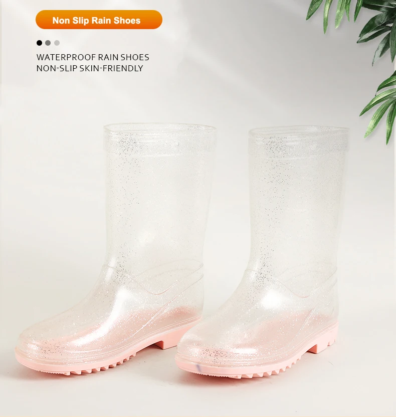 Hotsale Pvc Waterproof Rain Shoes Kids Transparent Gumboots Non-slip ...