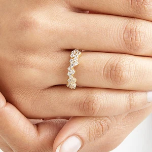 Wholesale American Style Moissanite Diamond Cluster Rings Gold 925 Sterling Silver Diamond Cluster Ring Trade for Women