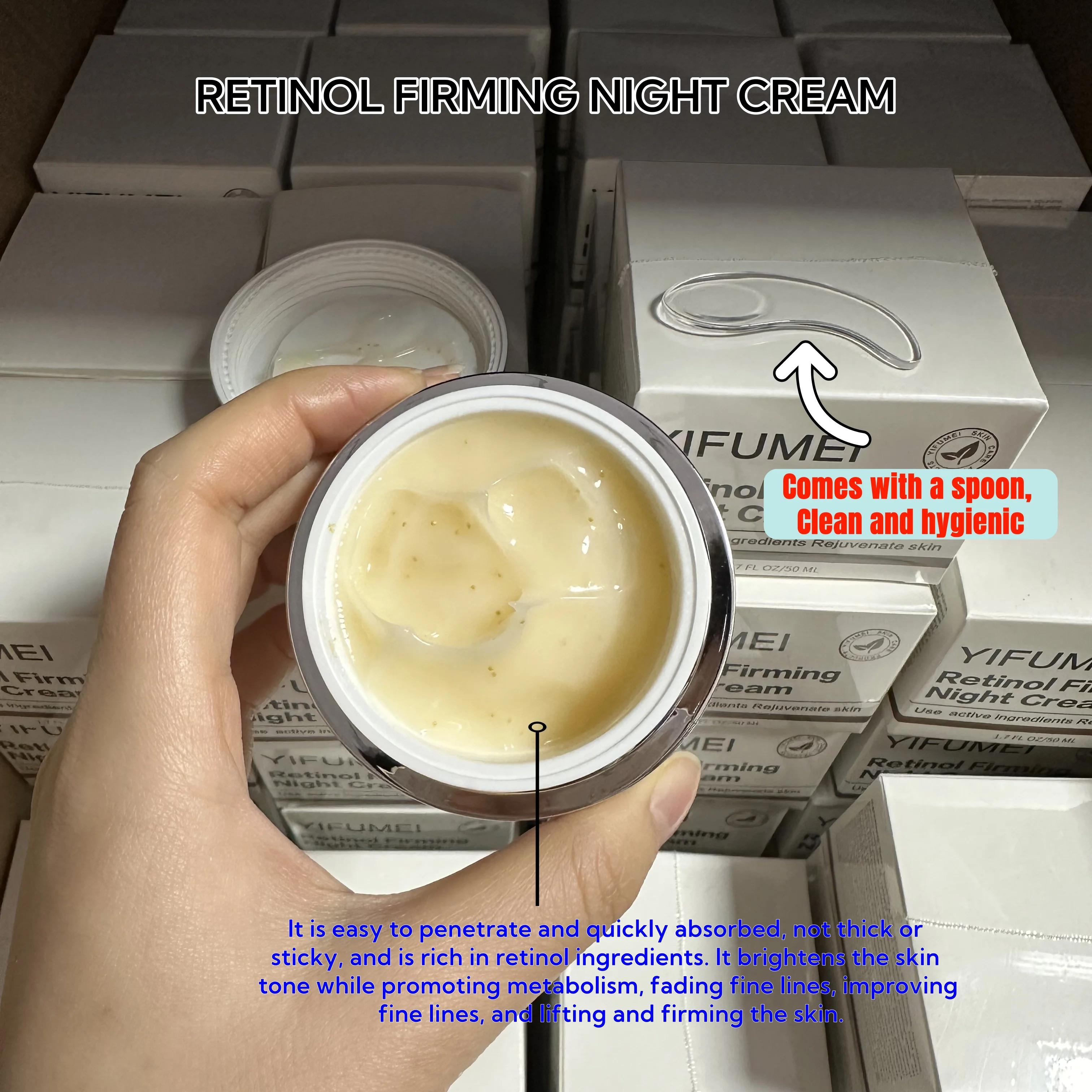 Best-Selling Lightens Fine Lines and Dark Spots Glowing Moisturizer Whitening Anti Aging Night Firming Retinol Facial Cream
