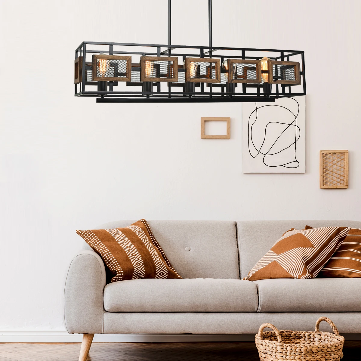 Modern Farmhouse Style Black Finish Kitchen Island Light For Dining