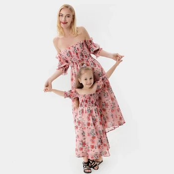 LZH Summer Dress 2022 Family Matching Outfits Mother Daughter Tube Top Dresses Mom Kids Parent-child Clothes