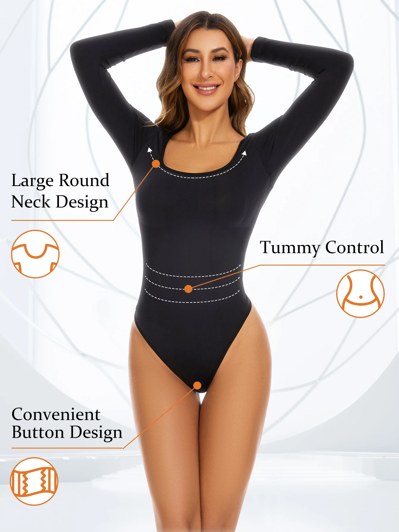 C6267 2023 Autumn New Seamless Thread Square Neck Waist Waist Buckle Shaping Bodysuit