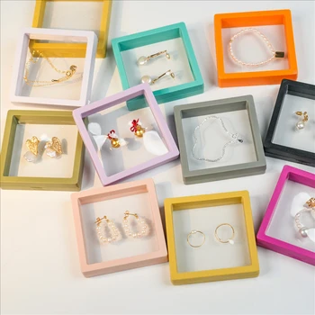 3D Suspension Floating With Pe Transparent And Plastic Frame Jewelry Packaging Displays Set Boxes