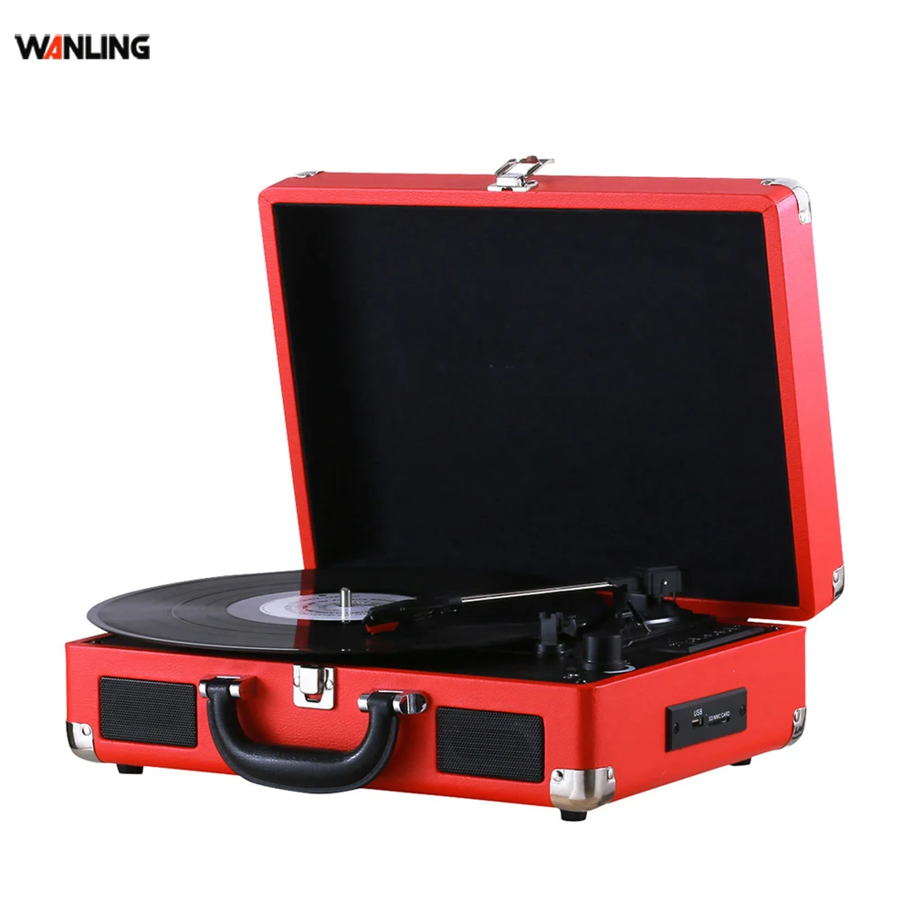 Dropshipping Vinyl Time Record Machine Gramophone Antique BT Speaker European Wooden Suitcase Turntable Record Player