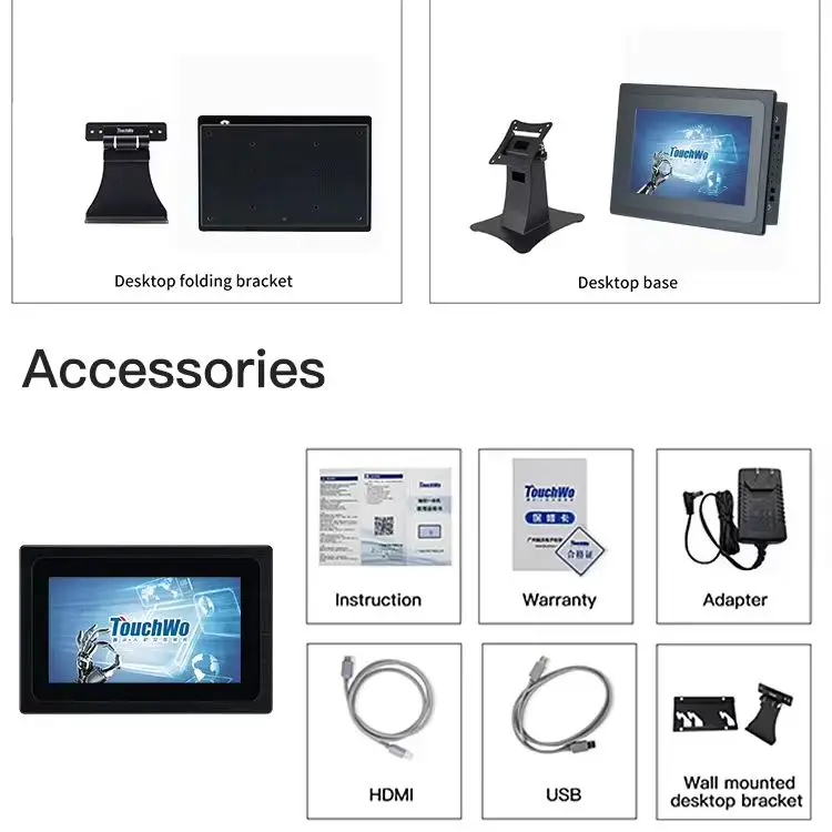 Fanless Muting Touchscreen Monitor 15.6" 18.5" Wall Mounted Touch Panel Pc for Control and Display