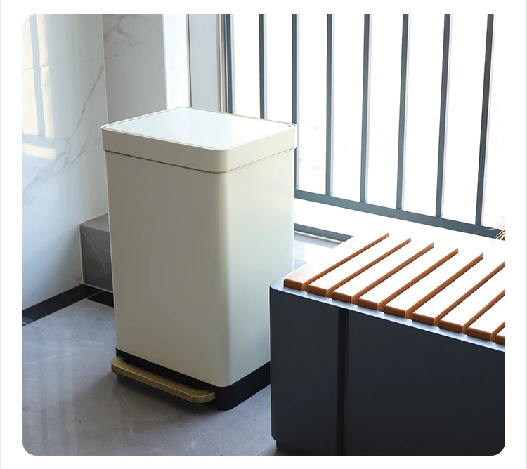 Indoor 50l Large Capacity Hotel Trash Can Open Top Stainless Steel Rectangle Waste Bin With