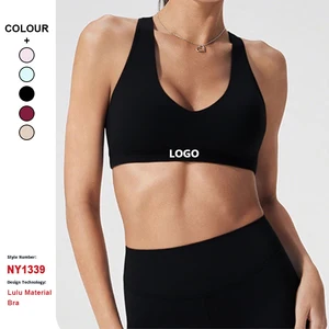 Custom Organic Cotton U-Neck Sports Bra High-Impact Shockproof Yoga Vest Sujetador Deportivo Women Gym Running Fitness Yoga Bra