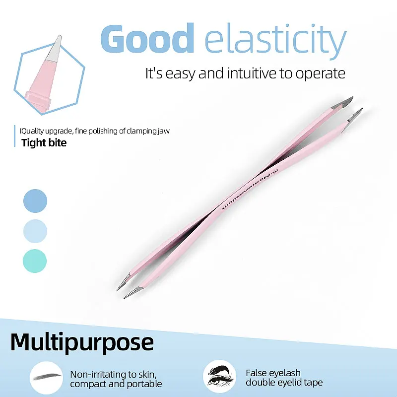 New Design Double-Ended Slanted Lash Tweezers Pink Eyebrow Eyelash Extension Tweezers with Fiber Tip Metal Material Hac8f51f6ee61426eb7b647eb41174d98a