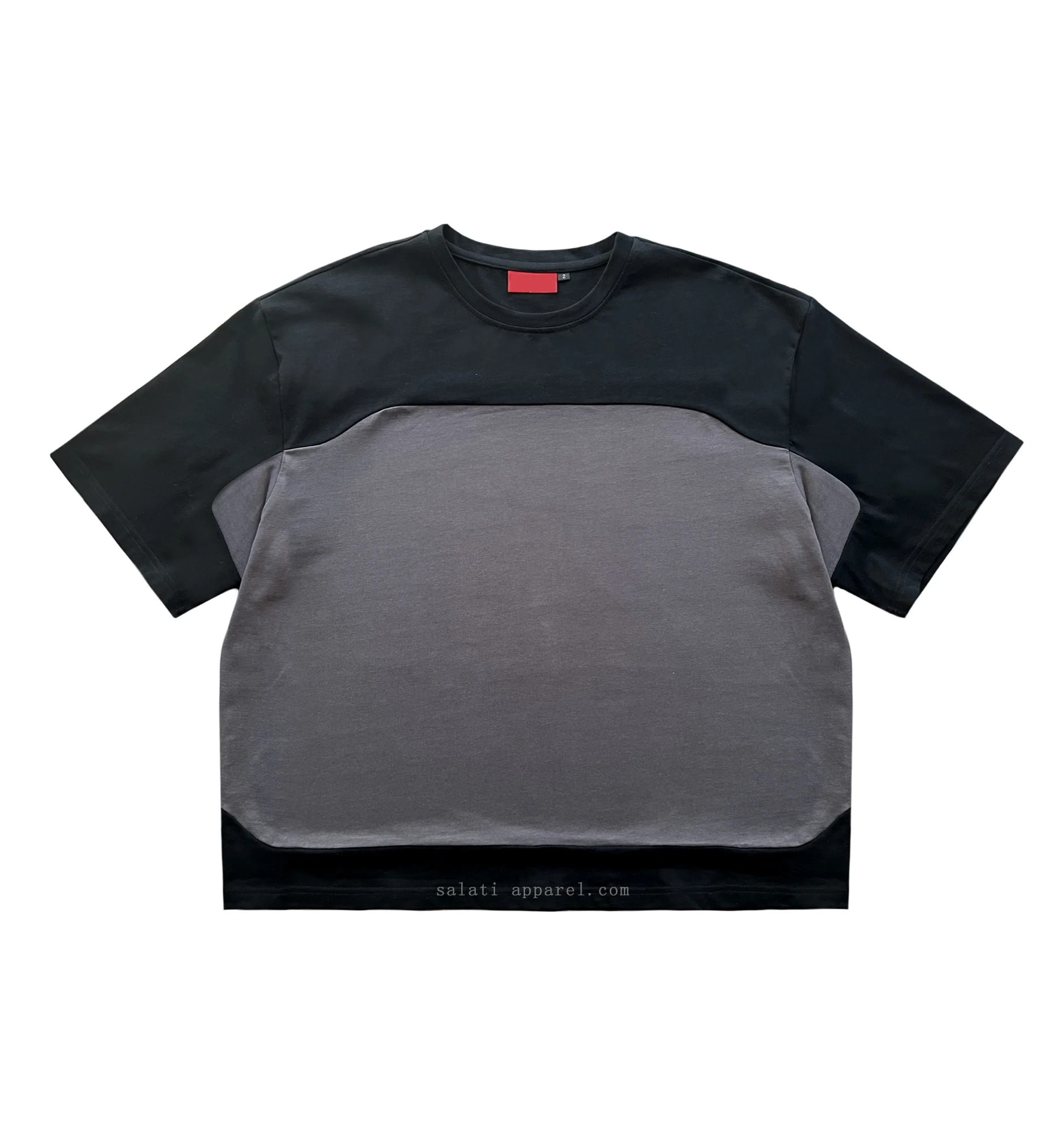 Custom High Quality Two Tone Shirt Round Neck Drop Shoulder T-shirts Oversized 230 GSM 100% Cotton Cropped Tee Plain T Shirt Men gallery 2