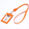 Orange lanyard with pu retractable buckle