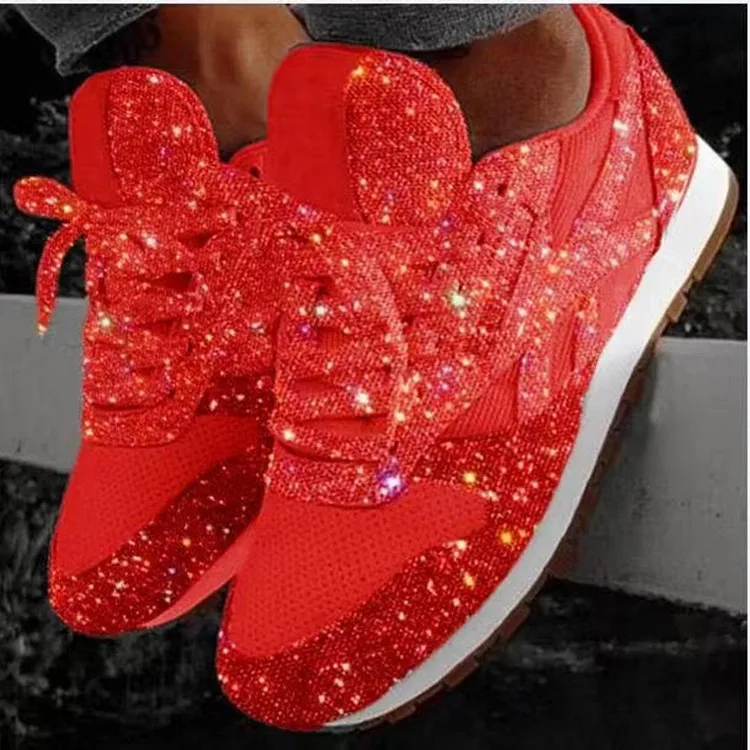 Women's Fashion Casual Sneakers Outdoor Running Breathable Shining Sports Shoes 