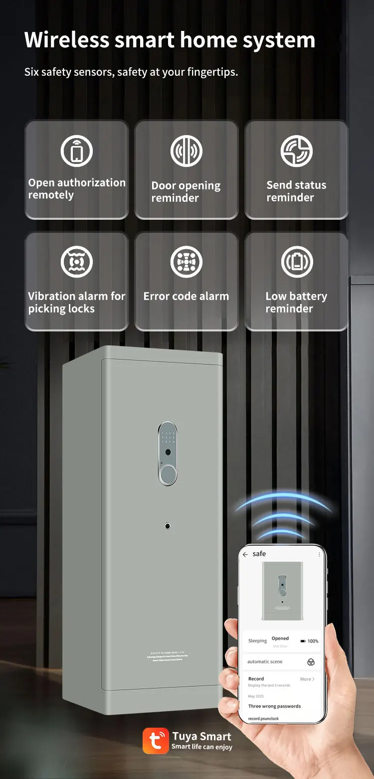 CEQSAFE Anti-Theft Storage Box with TUYA APP WIFI Fingerprint Access for Home Office Hotel factory