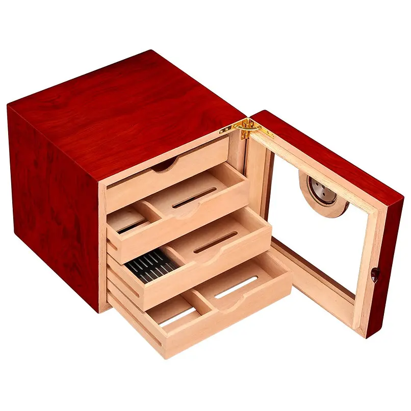 Luxury Custom Packaging Manufacturer Color  Glossing Empty Humidor Wood Cigar Boxes Wholesale