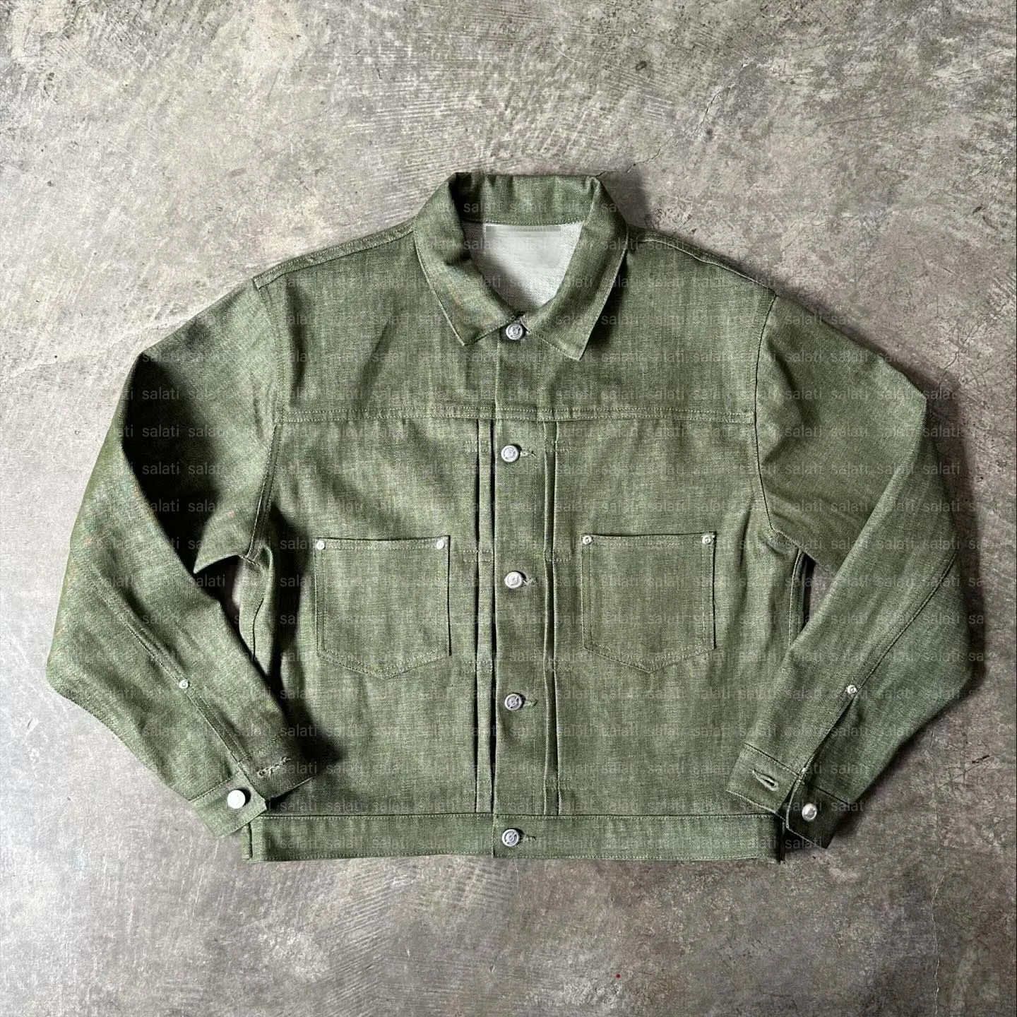 Men's Two-Piece Pant Set Button Suit Jacket Japanese Raw Denim Outfits Selvedge Jeans Jacket Printed Raw Denim Jacket Set gallery 2