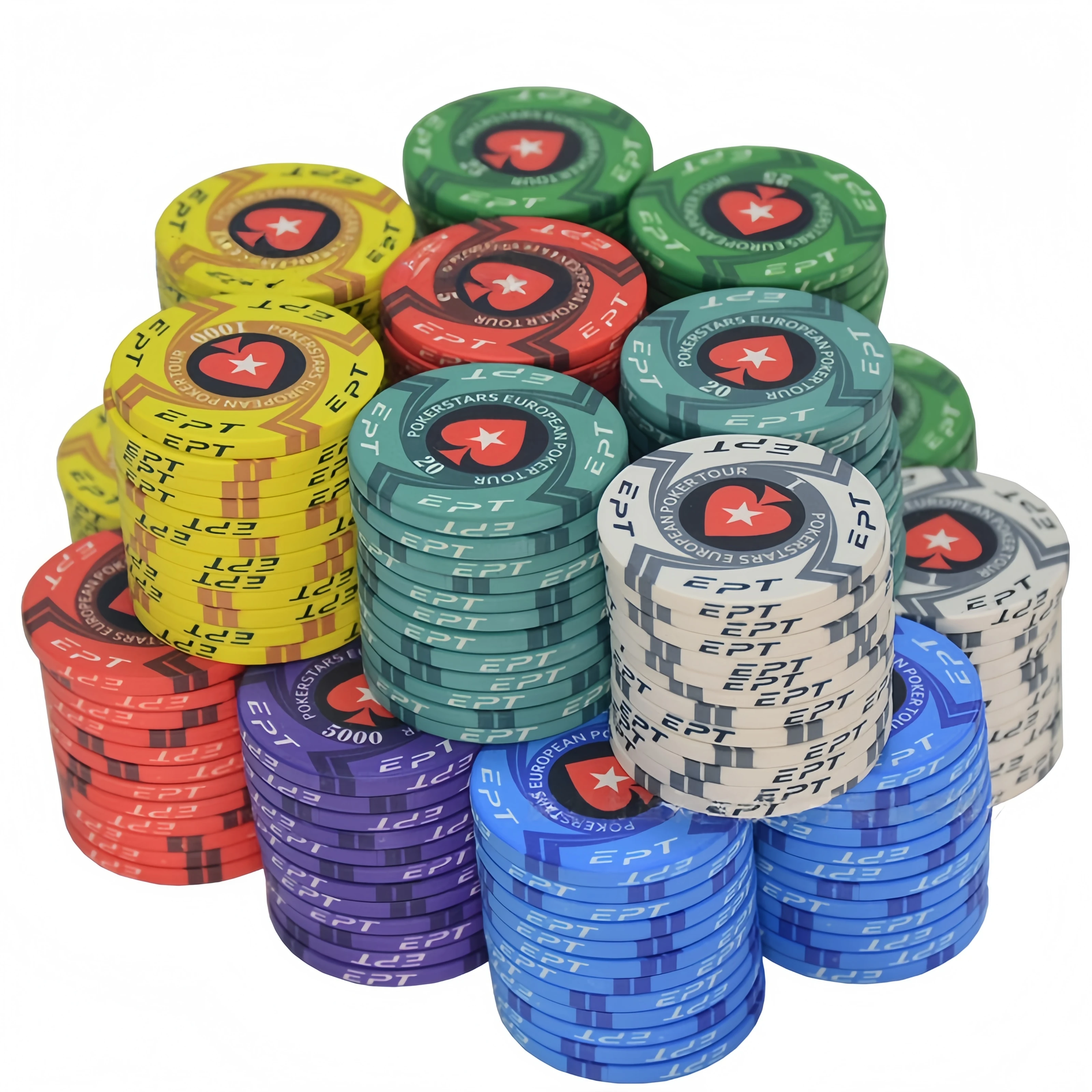[Factory Direct] Professional 39mm Ceramic Poker Chips 10g Custom Logo Casino Grade Full Face Dye-Sublimation Printed Chips