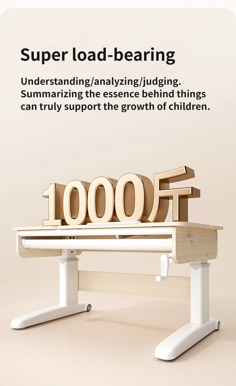 Wooden Ergonomic Children Learning Table with Bookshelf and Height ...