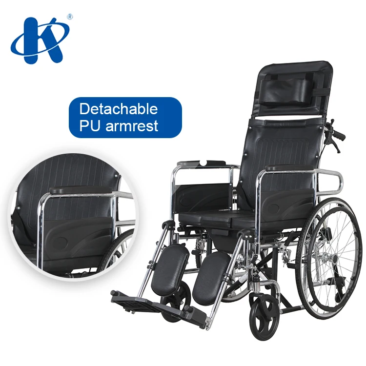 Kaiyang KY607 High Back Foldable Commode Wheelchair Folding With Ce Certificates Deluxe Commode Reclining Wheelchair