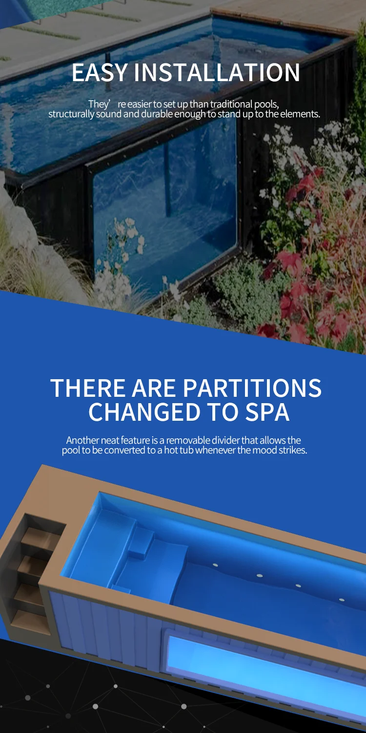 Supplier Container Swimming Pool Above Ground 20ft 40ft Endless Terrace