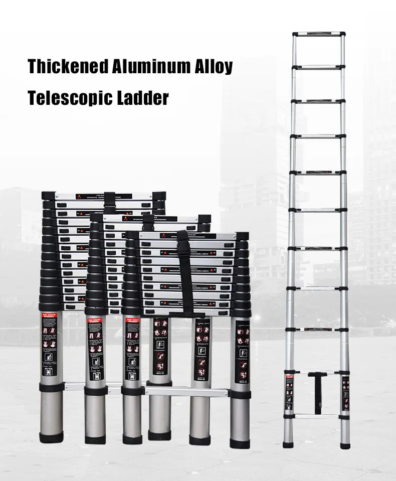 Portable Folding Aluminum Ladder 2m 3.2m 3.8m Telescopic Climbing Step ...