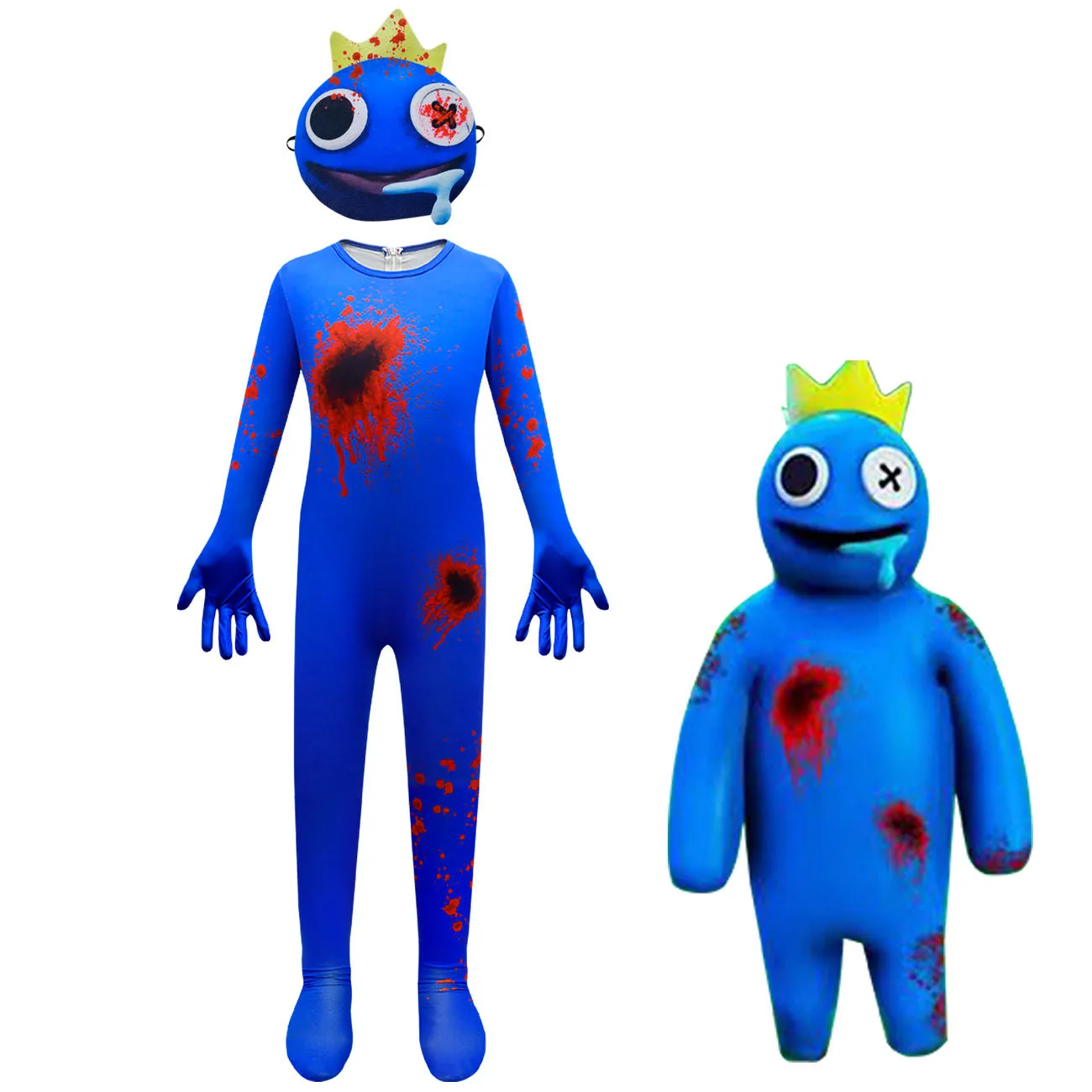 One-piece Rainbow Friends Costume For Kids Adults Blue Monster